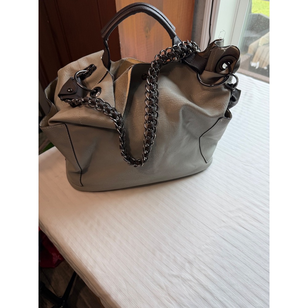 Wilson Leather Pebbled Leather Hobo Bag with Gunmetal Chain Strap and Top Handle